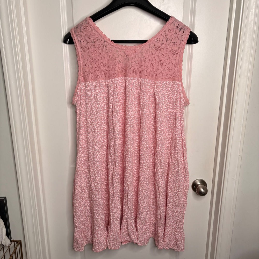 April Cornell Pink Floral Lace Nightgown XXL Sleepwear Cottagecore Prairie - Picture 4 of 6